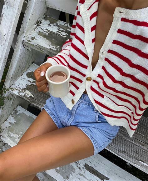 Omelia Striped Red Knit Cardigan Curated On Ltk Fashion Outfits