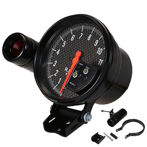 Universal 5 7 Color Carbon Fiber Tachometer 11K RPM Tach Gauge Shift