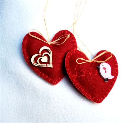 Heart Ornament Felt Set Of 2 Red Heart Valentine S Day Mother S Day T Birthday T