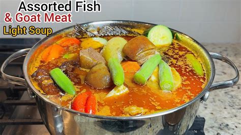 Assorted Fish And Goat Meat Light Soup Ghanaian Cuisine Fufu With Goat