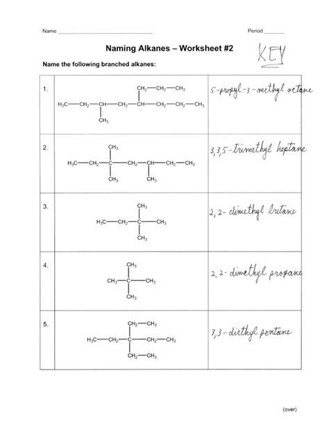 Naming Alkanes Alkenes And Alkynes Worksheet