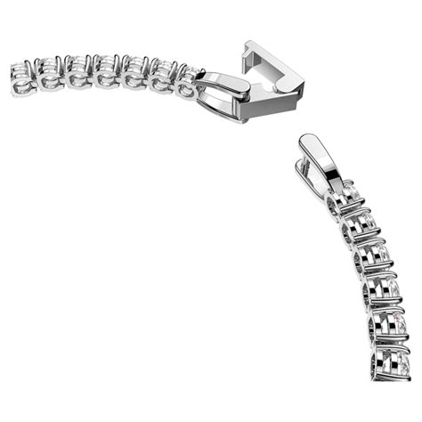 Tennis Deluxe Bracelet Round Cut White Rhodium Plated Swarovski