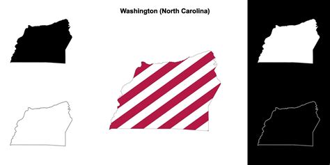 Washington County North Carolina Outline Map Set Vector Art