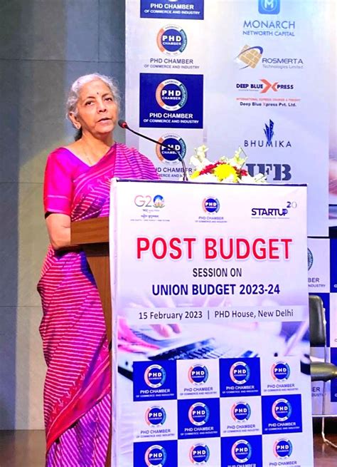 Union Finance Minister Nirmala Sitharaman addresses the audience