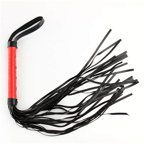 Sexy Whip Black Lash Red Handle For Adult Game Pu Leather Flirt Sex Toy