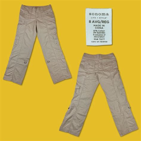 Y2k Beige Tan Utility Cargo Pants By Sonoma So Depop