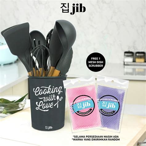 Jual JIB Silicone Utensil Set 12 Mesh Dish Scrubber Kitchen Silicon