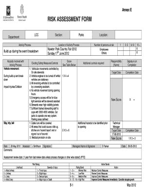 Fillable Online Forest Heath Gov An Example Risk Assessment Form