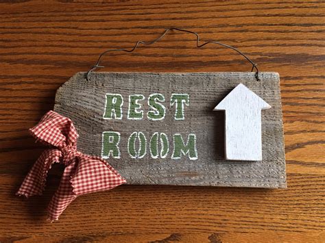 Restroom Sign, Hand Painted Wood Sign, Bathroom Wood Decor, Rustic ...