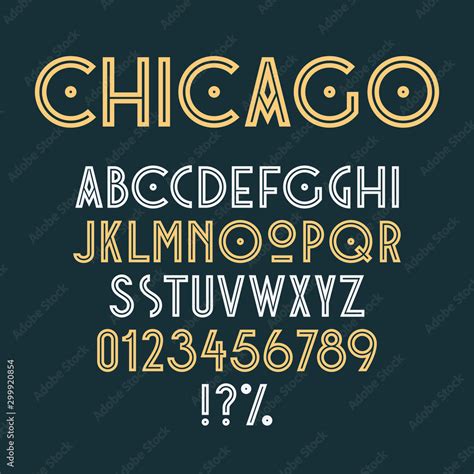 Vintage art deco retro font. Set of letters, numbers and symbols. Vector Stock Vector | Adobe Stock