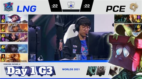 LNG Vs PCE Day 1 Play Ins S11 LoL Worlds 2021 LNG Gaming Vs PEACE