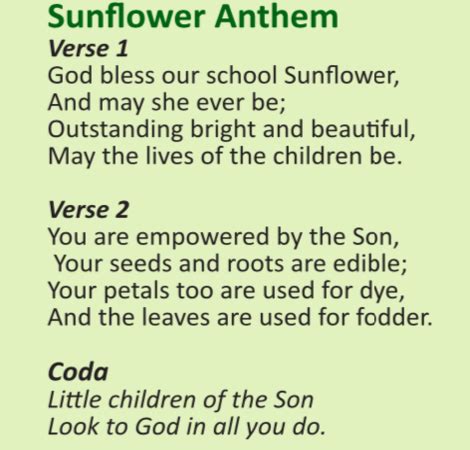 School Anthem – Sunflower School