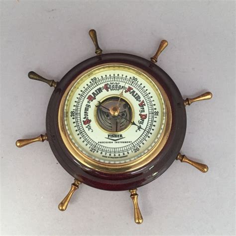 Fisher Barometer Made In West Germany Mcm Ships Wheel Style Small Works