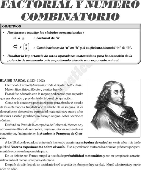 Factorial De Un Numero Y Numero Combinatorio Ejercicios Resueltos Pdf