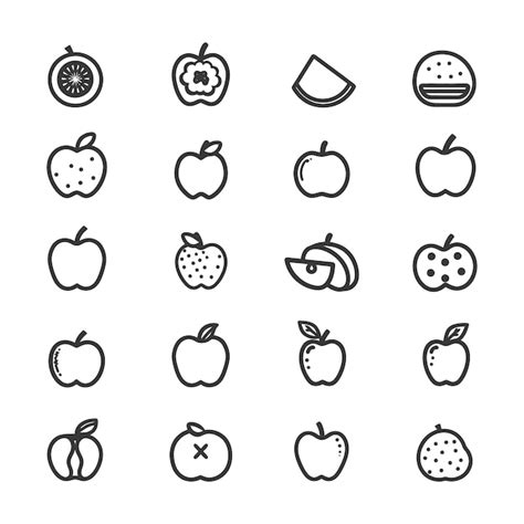 Icono De Arte De Línea Minimalista Conjunto De Colecciones De Frutas De