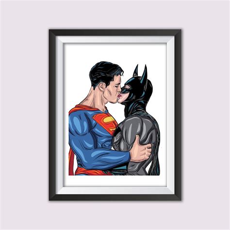 Batman and Superman Gay Couple Marvel DC Comic Fan Art Available in Multiple Sizes Pride Gift - Etsy