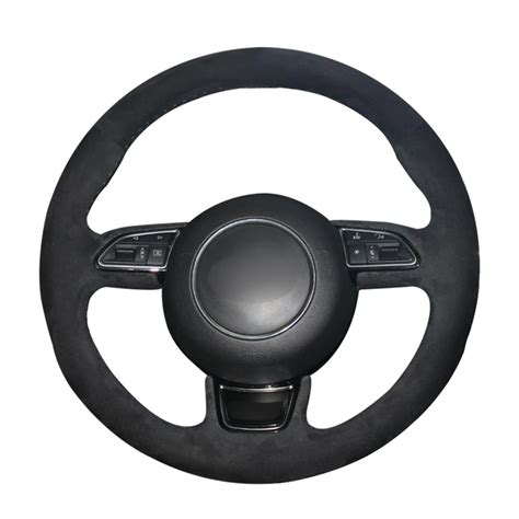 Hand Stitched Diy Black Suede Car Steering Wheel Cover For Audi A A