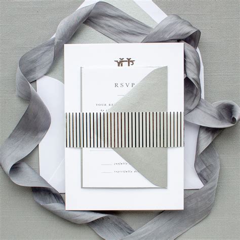 Silver Foil Wedding Invitations with Interlocking Monogram | Crest - Banter and Charm