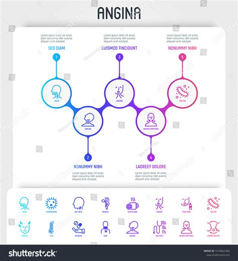Angina Symptoms Infographics Template Bacteria Sore Stock Vector