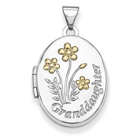 Granddaughter Oval Locket Pendant .925 Sterling Silver w/ Gold Tone Charm