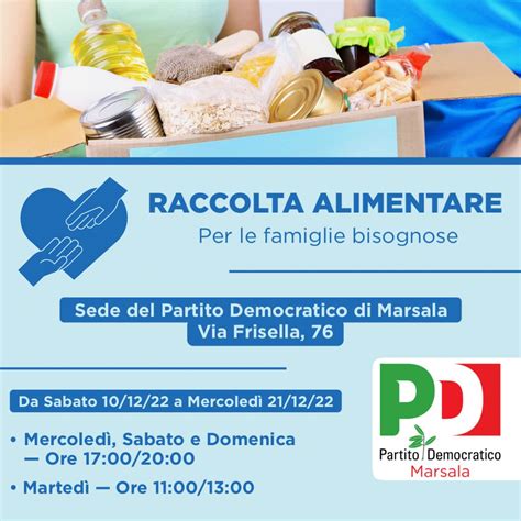 Marsala Il Pd Promuove Una Raccolta Alimentare Per Le Persone Bisognose