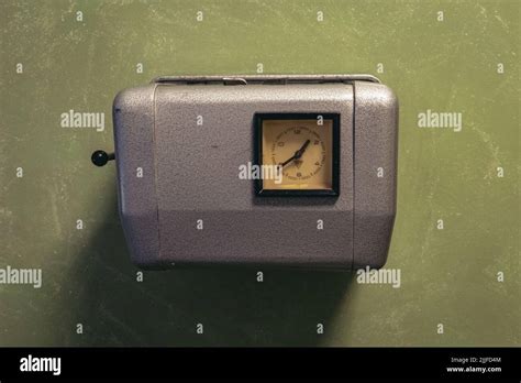 Historic Time Clock In Town Hall In Former Head Office Building Of Huta