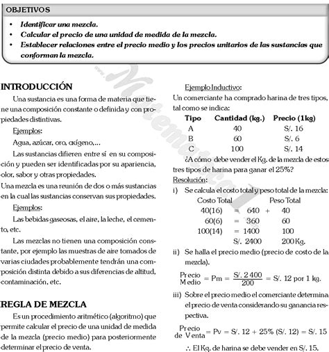 REGLA DE MEZCLA Y ALEACIÓN EJERCICIOS RESUELTOS PDF