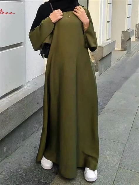 Vestido Mu Ulmano De Cetim Manga Flare Macio Brilhante Abaya Dubai