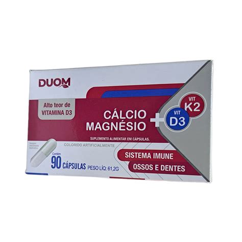 Cálcio Magnésio Vitaminas K2 e D3 90 Cápsulas DUOM ABRAÃO ERVAS