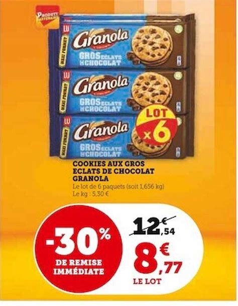 Promo Cookies Aux Gros Clats De Chocolat Granola Chez U Express