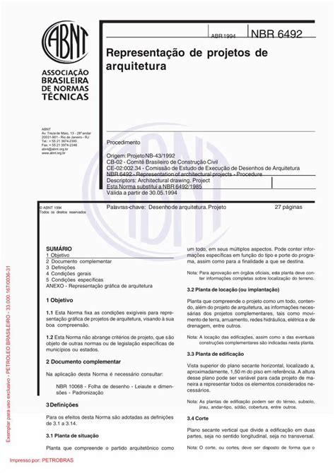 PDF Nbr 6492 1994 Representacao De Projetos De Arquitetura