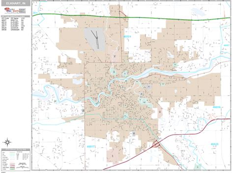 Elkhart Indiana Wall Map Premium Style By Marketmaps