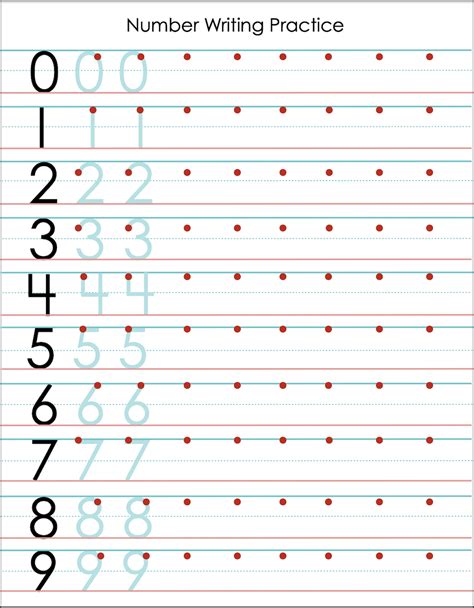 Printable Number Practice Sheets