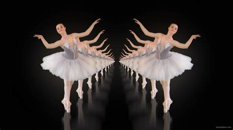 Ballerina Dancing Ballet Swan Dance In Tunnel Isolated On Back Vj Loop