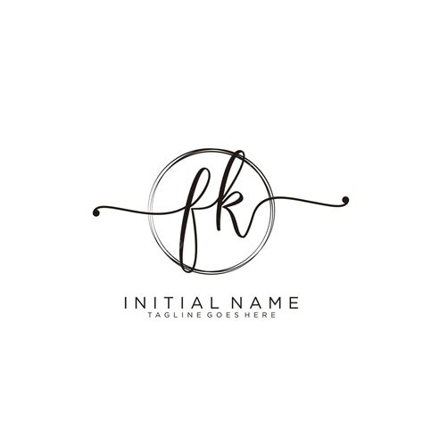 Fk Initial Handwriting Logo With Circle Template Vector Vector