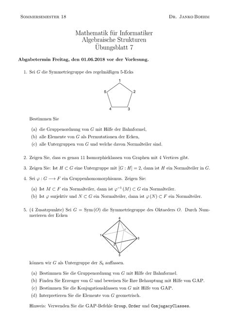 Blatt Ss Sommersemester Dr Janko Boehm Mathematik F Ur