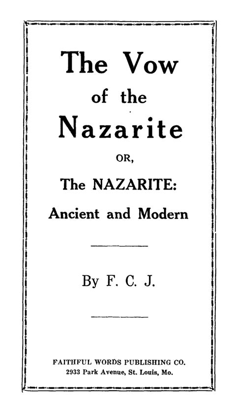 The Vow of the Nazarite, Or, The NAZARITE: Ancient and Modern ...