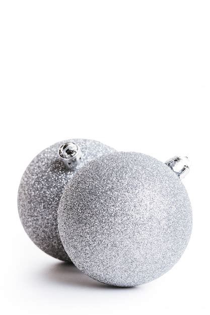 Premium Photo | Silver christmas balls