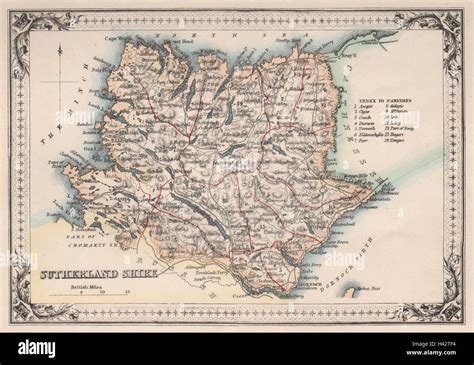 Decorative antique county map of Sutherlandshire, Scotland. FULLARTON ...