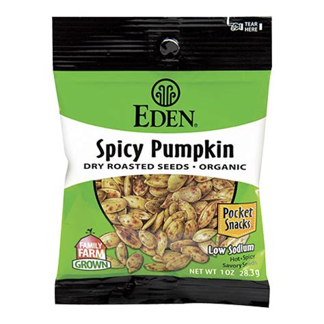 Eden Foods Spicy Pumpkin Seeds Pocket Snacks, Organic