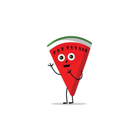 Watermelon Slice Character With Funny Face Happy Cute Cartoon