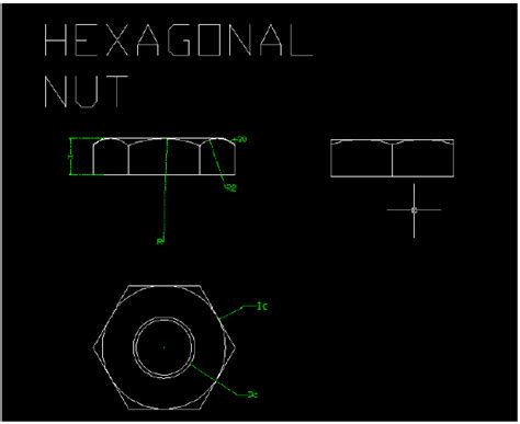 Hexagonal Nut Cad Block Detail Elevation 2d View Autocad