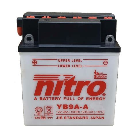 NITRO Batterie Dry Charged ohne Batteriesäure 12V 9Ah YB9A A