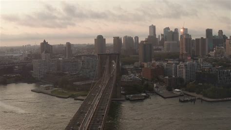 Majestic Brooklyn Bridge At Sunrise Dawn Stock Footage SBV-347502407 ...