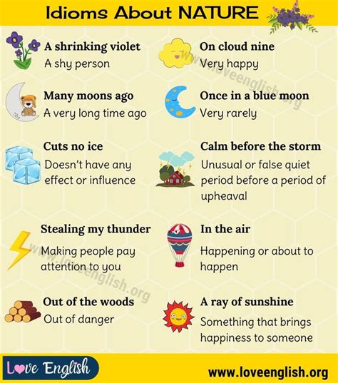 Idioms About NATURE: 10 Interesting Nature Idioms in English - Love English | English phrases ...