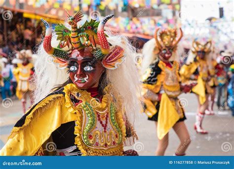 ORURO, BOLIVIA - FEBRUARY 10, 2018: Dancers at Oruro Carnival in ...