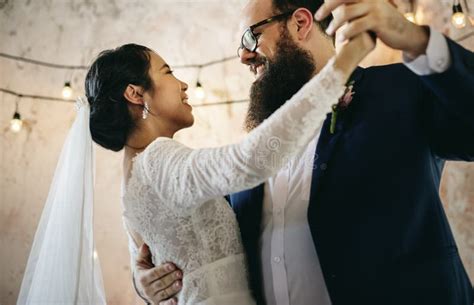 Newlywed Gay Couple Dancing On Wedding Celebration Stock Photo Image