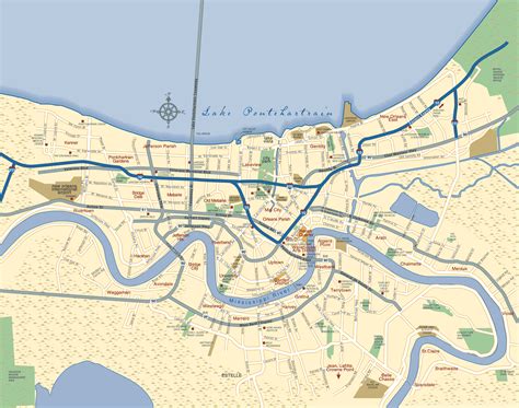 New Orleans Map Neighborhoods : New Orleans typography map art made ...