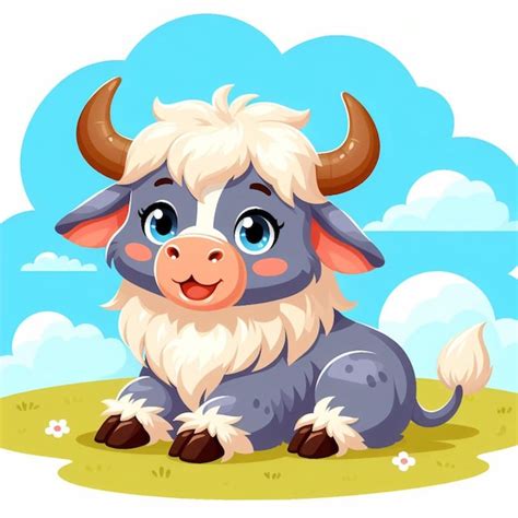 Premium Vector Cute Yak Vector Cartoon Illustration