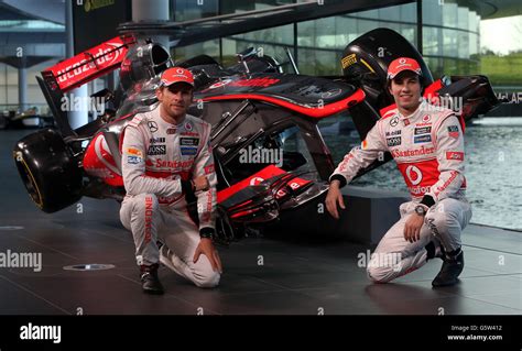 Mclaren Mercedes Drivers Sergio Perez And Jenson Button Left During